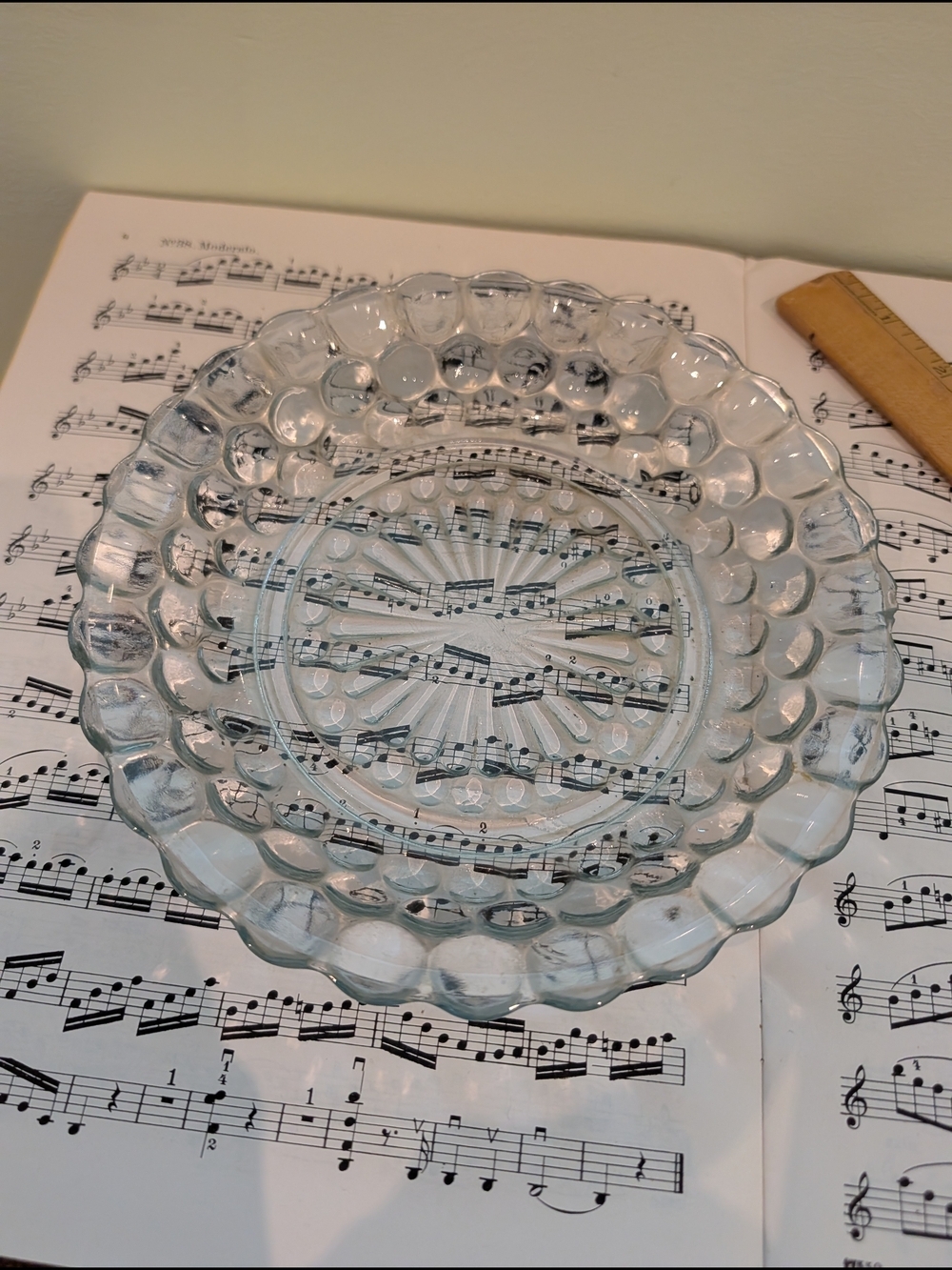 Vintage Anchor Hocking sapphire blue glass plate in the classic "Bubble" pattern